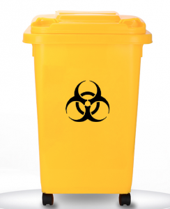 Thùng HDPE 60L bánh xe màu vàng