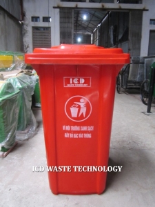 Thùng rác công nghiệp composite 240 Lít-Màu đỏ